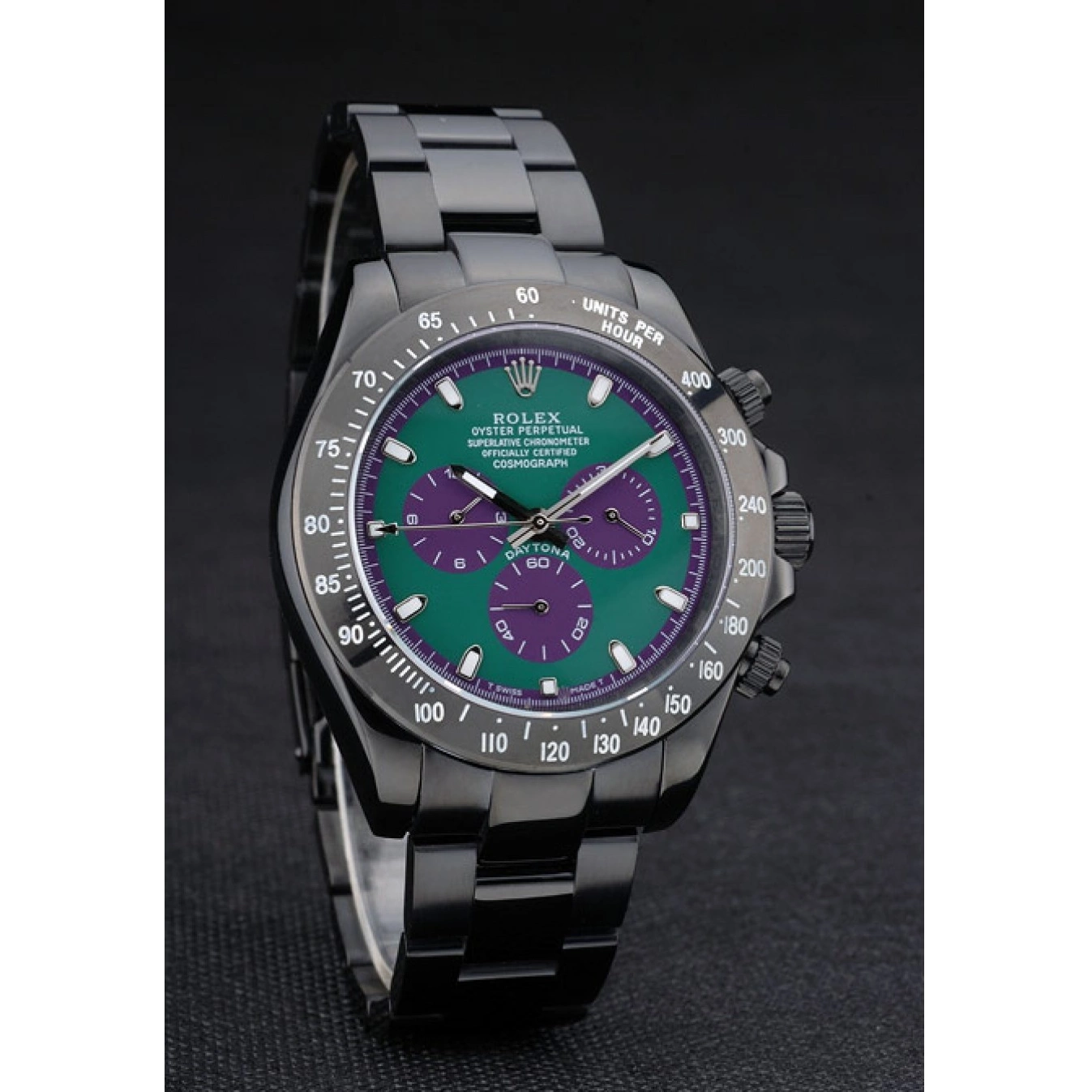 Aaa replica 80246 Rolex Daytona Green Plated Tachymeter Ion Strap Dial Stainless Steel Black Black 0529